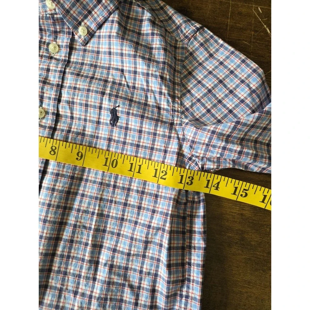 Polo Ralph Lauren Natural Stretch Boys 5 Oxford‎ Shirt Plaid Button Up Pony Logo
